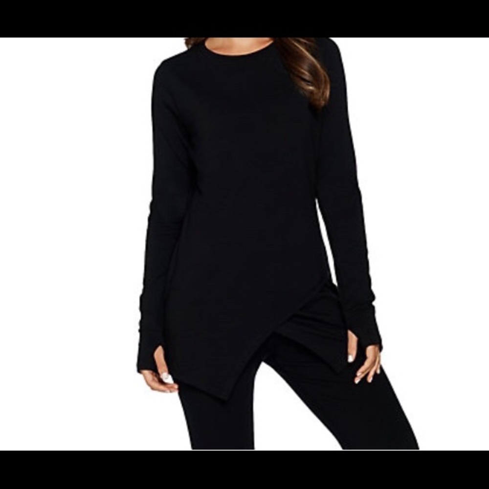 AnyBody Crossover wrap long sleeve Top XS black - Picture 2 of 7